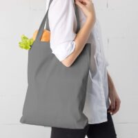 Sac en coton 38 x 42 cm avec des anses longues - gris Sacs en coton