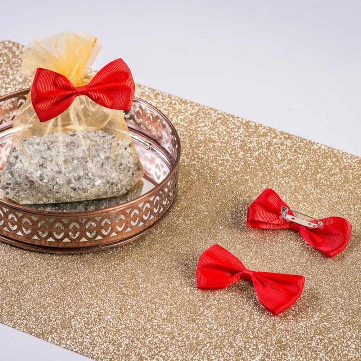 Nœuds en tissu 7 x 3 cm - rouges Pour fêtes et occasions spéciales