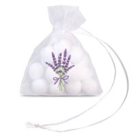 Sachets en organza 7 x 9 cm blancs avec impression lavande Sacs blancs