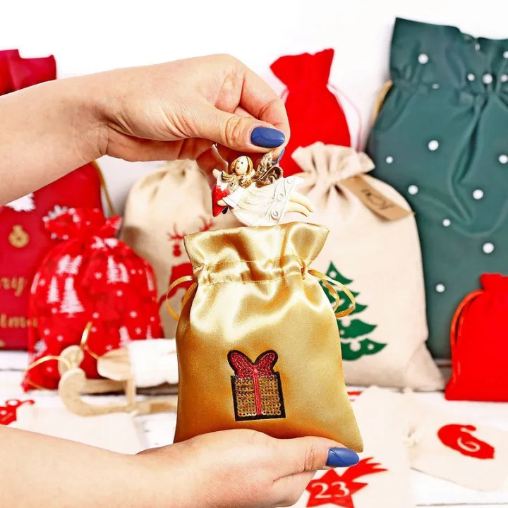 Sachets en satin 12 x 15 cm - or - Cadeau Sac avec impression