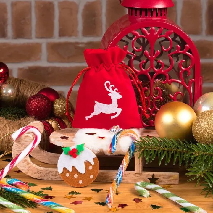 Sachets en velours 10 x 13- Cerf blanc Sac avec impression