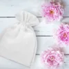 Pochettes en coton 10 x 13 cm - blanc Journée de la femme