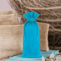 Pochettes en coton 11 x 20 cm - turquoise Sacs turquoise