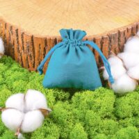 Pochettes en coton 6 x 8 cm - turquoise Sacs turquoise