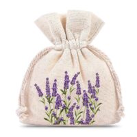 Pochettes en coton 8 x 10 cm - naturelle avec impression lavande Lavanda