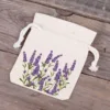 Pochettes en coton 8 x 10 cm - naturelle avec impression lavande Sachets en coton