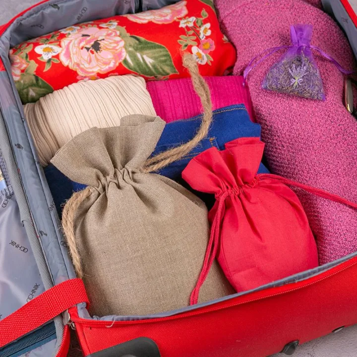 Pochettes en coton 9 x 12 cm - rouge Sacs rouges