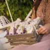 Sachets en lin imité 10 x 13 cm avec l'impression - lavande Pour fêtes et occasions spéciales