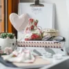 Sachets en lin imité 11 x 14 cm avec l'impression - naturelle / roses Baby Shower