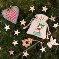 Sachets en lin imité 12 x 15 cm avec l'impression - Père Noël Tous les produits