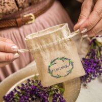 Sachets en lin imité 9 x 12 cm avec l'impression - lavande / 2 DIY – lots créatifs