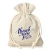 Sachets en lin imité 9 x 12 cm avec l'impression - thank you Mariage