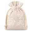 Sachets en lin imité avec l'impression 10 x 13 cm - naturelle / neige Sac de Noël
