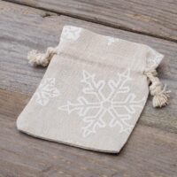 Sachets en lin imité avec l'impression 13 x 18 cm - naturelle / neige Secteurs / Emballages pour…