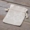 Sachets en lin imité avec l'impression 8 x 10 cm - naturelle / neige Secteurs / Emballages pour…