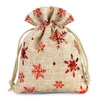 Sacs de jute 10 x 13 cm - naturelle / étoile Sac de Noël