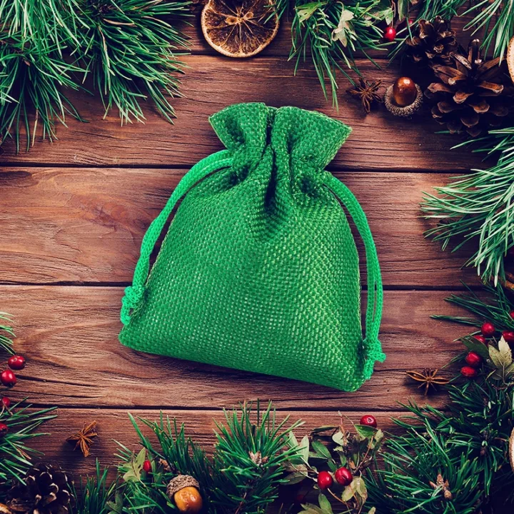 Sacs de jute 13 x 18 cm - vert Pour enfants