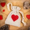 Sacs en lin imité 9 x 12 cm - naturelle - cœur Sac de lin