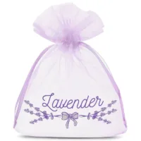 Sacs en organza 10 x 13 cm - lavande avec impression (lavande) Sacs lavande