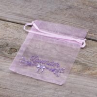 Sacs en organza 10 x 13 cm - lavande avec impression (lavande) Sacs en organza