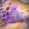 Sacs en organza 7 x 9 cm - violet foncé avec impression lavande Lavanda