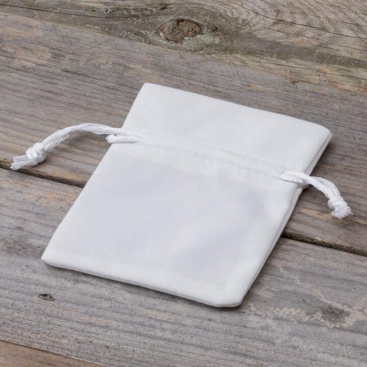 Sacs en velours 13 x 18 cm - blanc Batême