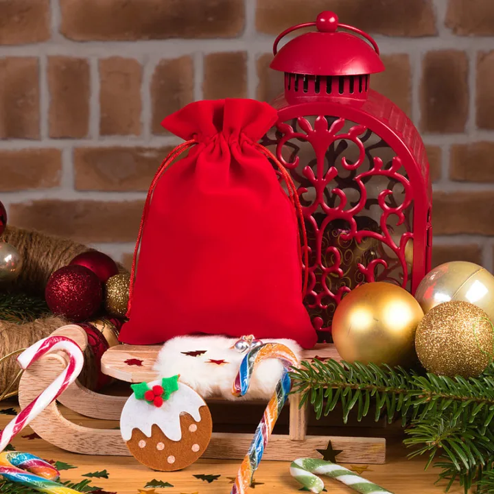 Sacs en velours 13 x 18 cm - rouge Saint-Valentin