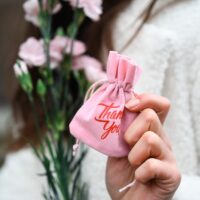 Sacs en velours 9 x 12 cm - rose clair Journée de la femme