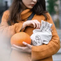 Sac en lin imité 30 x 40 cm avec l'impression - pour champignons Grands sacs 30x40 cm