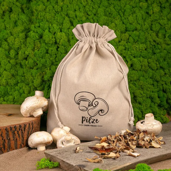 Sac en lin imité 30 x 40 cm avec l'impression - pour champignons Lifehack – idées malines
