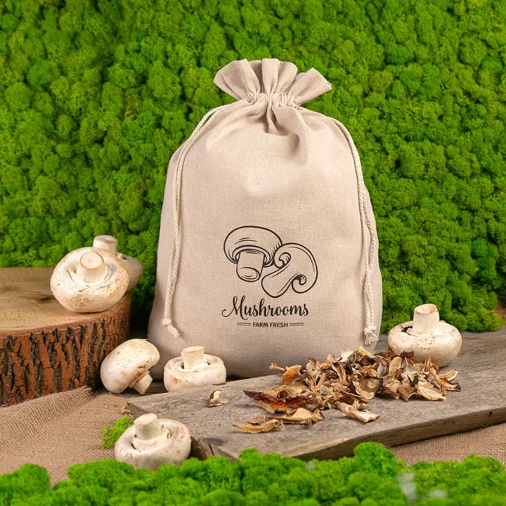 Sac en lin imité 30 x 40 cm avec l'impression - pour champignons Lifehack – idées malines