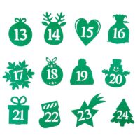Chiffres autocollants de 1 à 24 - verts MIX Noël