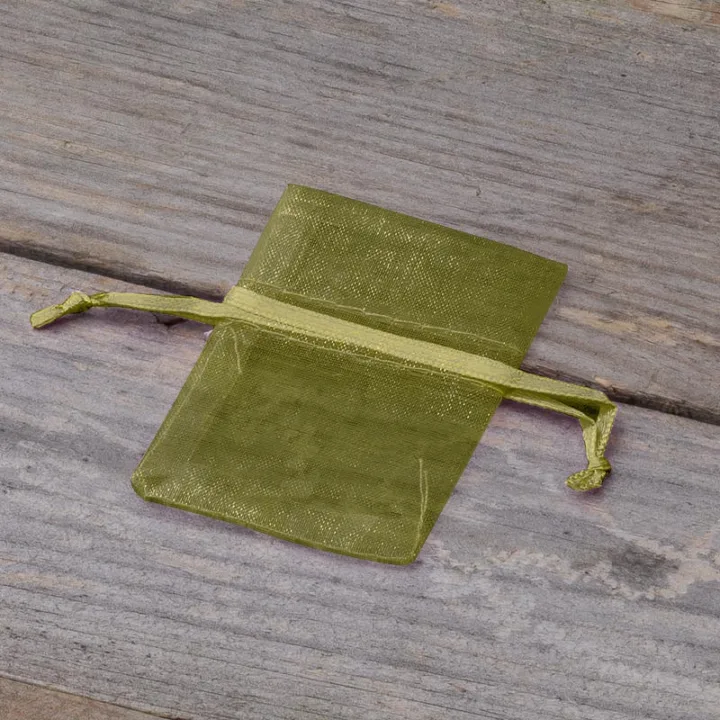 Sacs en organza 5 x 7 cm - vert olive Saint Valentin