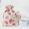 Sacs en lin imité 22 x 30 cm avec l'impression - naturelle / roses Pour enfants