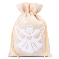 Sachets en jute 15 x 20 cm - ange blanc Sac de jute