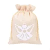 Sachets en jute 18 x 24 cm - ange blan Sac de Noël