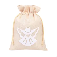 Sachets en jute 18 x 24 cm - ange blan Sac de Noël