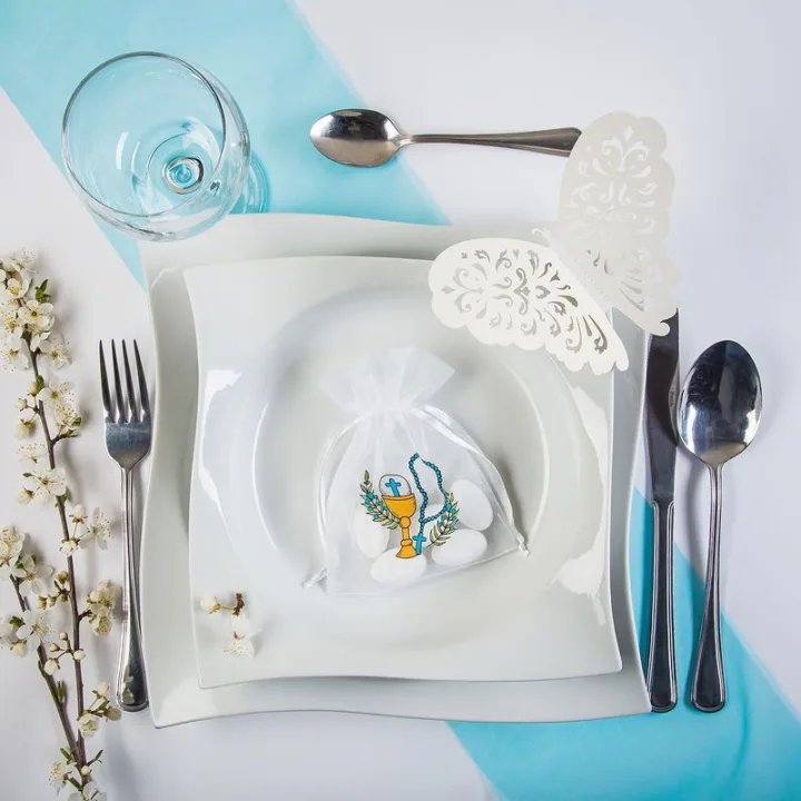 Sachets en organza 10 x 13 cm blancs avec impression Sacs en organza