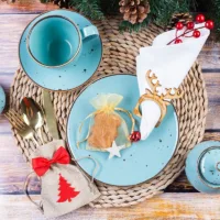 Sacs à couverts de jute 11 x 14 cm + nœuds de ruban + ronds de serviettes Décorations d’intérieur