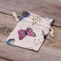 Sachets en lin imité 10 x 13 cm avec l'impression - naturel / papillon Pour animaux