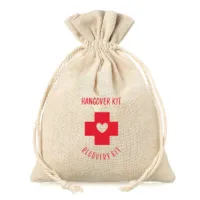 Sachets en lin imité 15 x 20 cm avec l'impression - Hangover kit Sac de lin