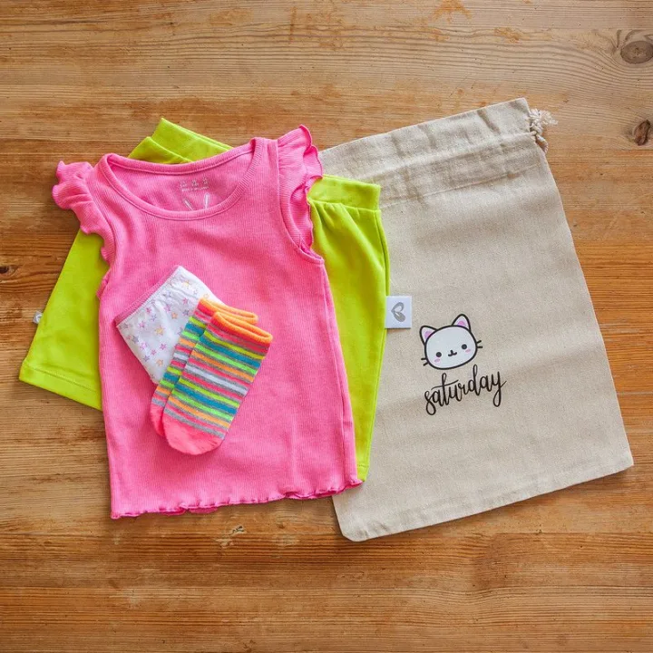 Sacs en lin imité 30 x 40 cm avec l'impression - 7 jours de la semaine Kits