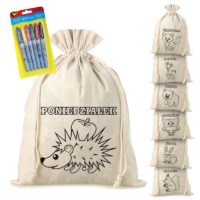 Sacs de lin 30 x 40 cm avec l'impression - sacs de coloriage avec feutres Pour enfants