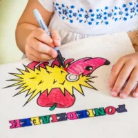 Sacs de lin 30 x 40 cm avec l'impression - sacs de coloriage avec feutres Kits