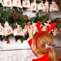 Sac en coton 38 x 42 cm avec des anses longues - noir Sac de Noël