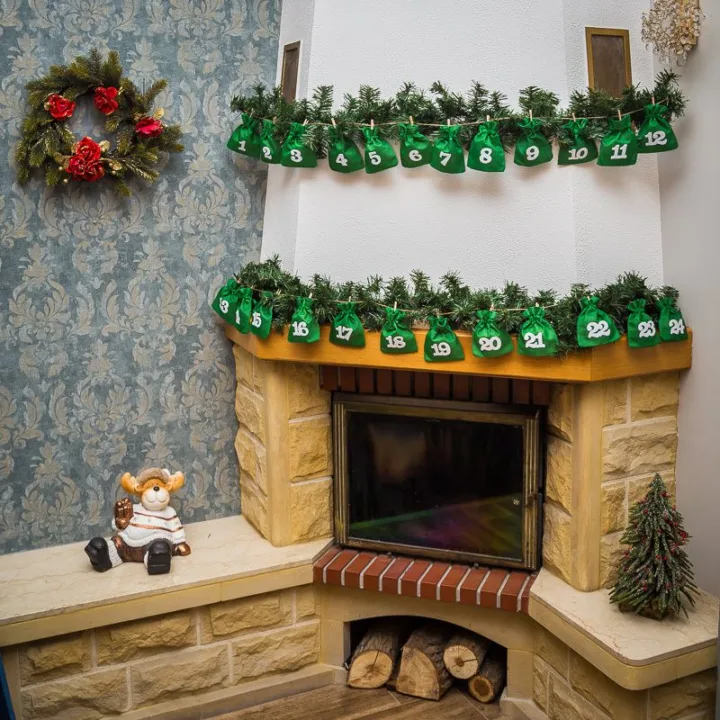 Calendrier de l'Avent sacs de jute 12 x 15 cm - vert + chiffres blancs Tous les produits