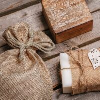 Sacs de jute 15 x 20 cm - naturelle Baby Shower