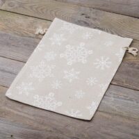 Sac en lin imité 22 x 30 cm avec l'impression - naturelle / neige Sacs en lin