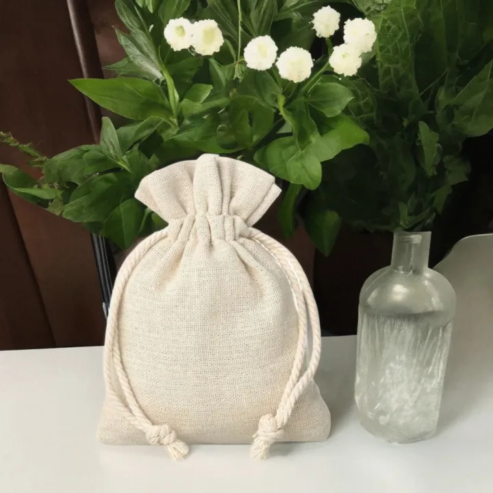 Sachets en lin imité 8 x 10 cm - naturelle Noël