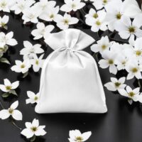 Sacs de satin 10 x 13 cm - blanc Journée de la femme